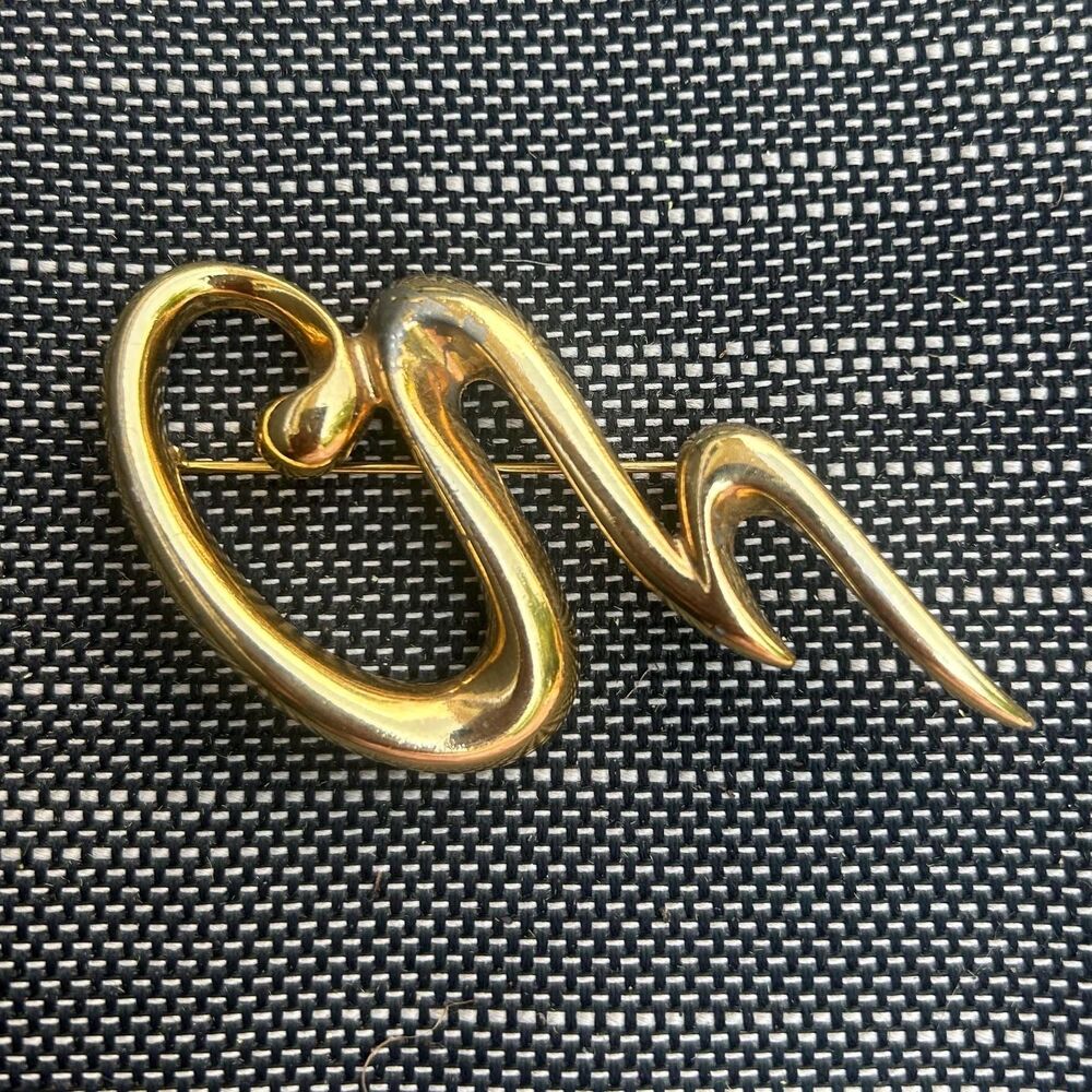 Abstract Design Gold Tone Brooch  - Vintage Pin